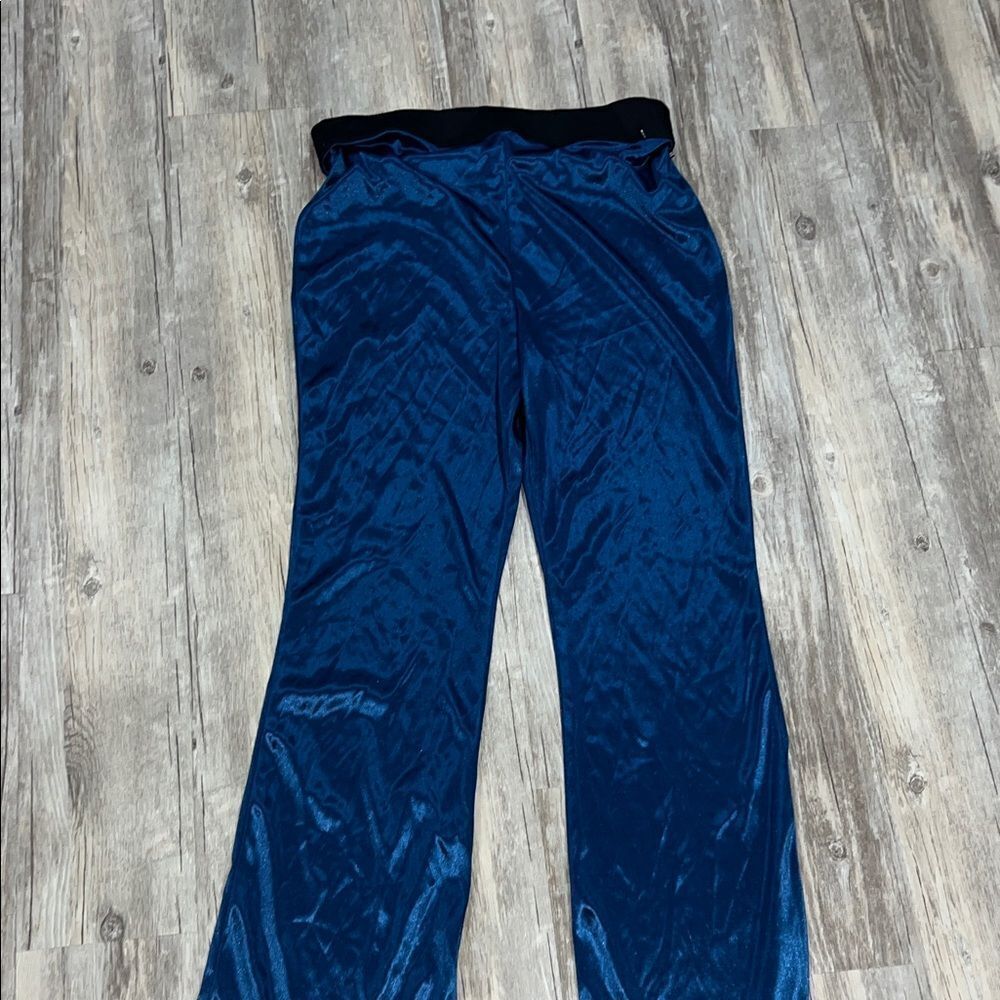 Elegant Blue Velvet Women's Pants